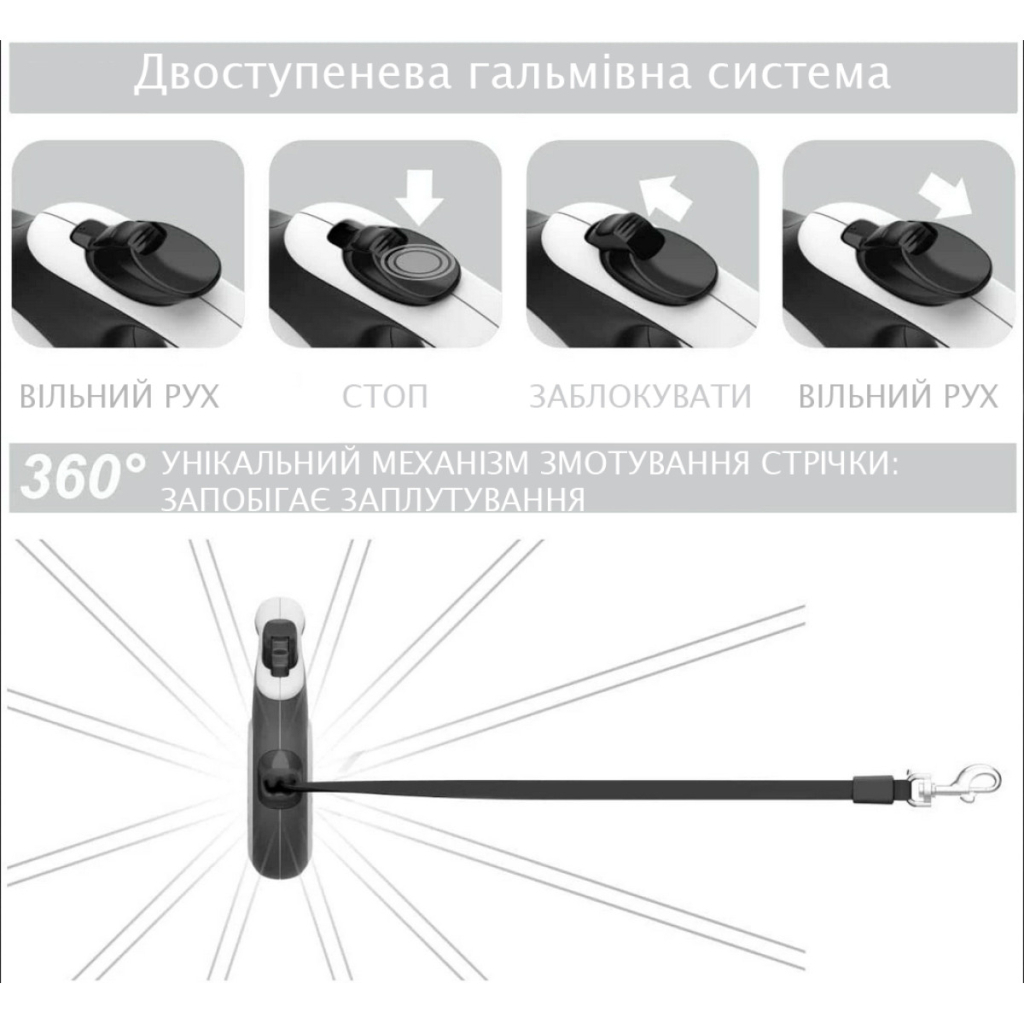 Повідець для собак WAUDOG R-leash Colors of freedom світловідбиваюча стрічка XS 3 м (380-4020) - изображение 6