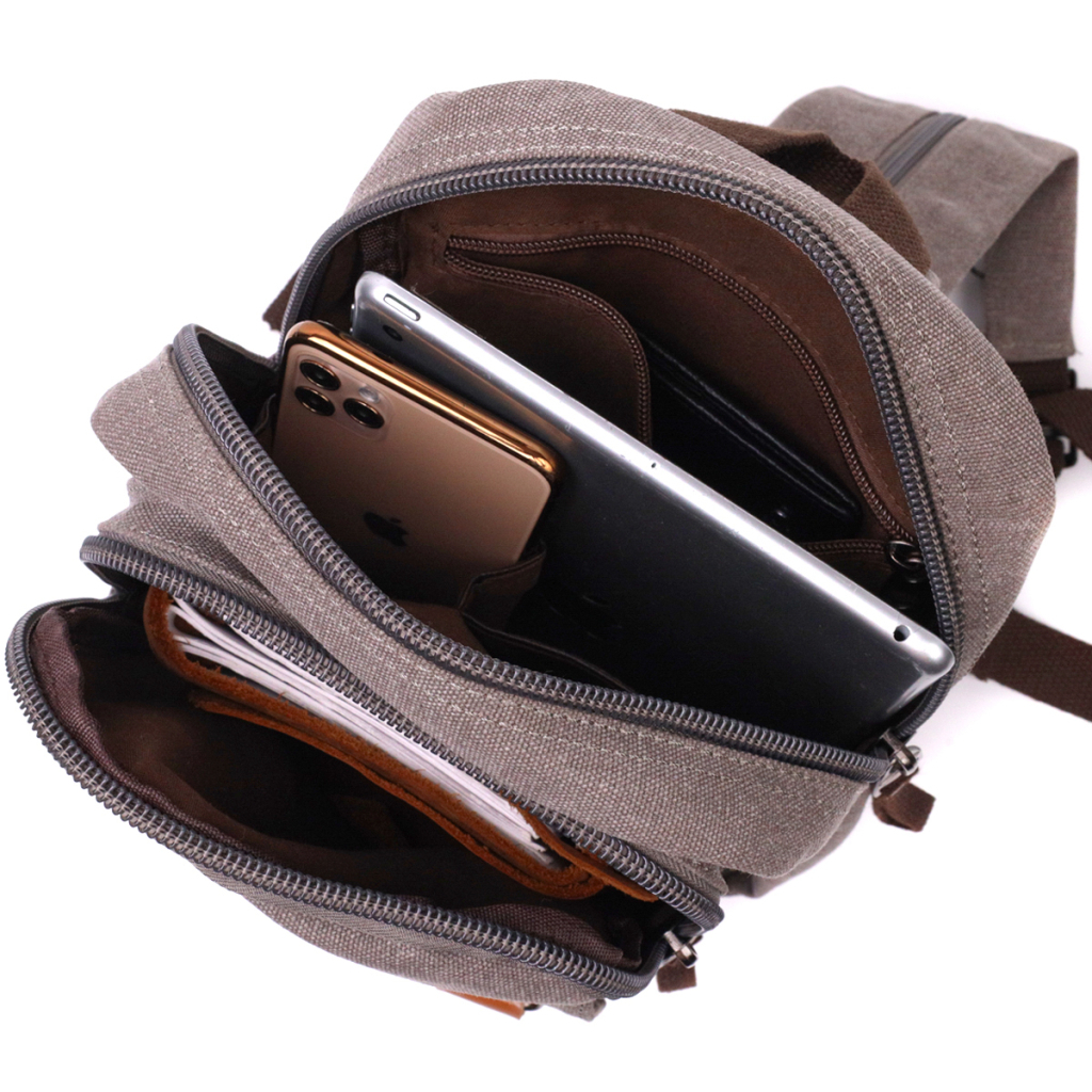 Сумка Vintage З двома відділеннями з щільного текстилю Сіра (22161) - зображення 7