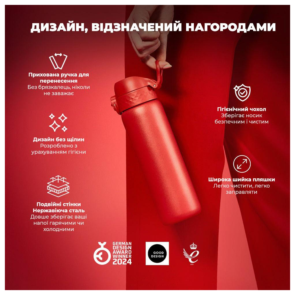 Пляшка для води ION8 OneTouch Vacuum Insulated 500 мл Red (I8TS500Red) - зображення 5