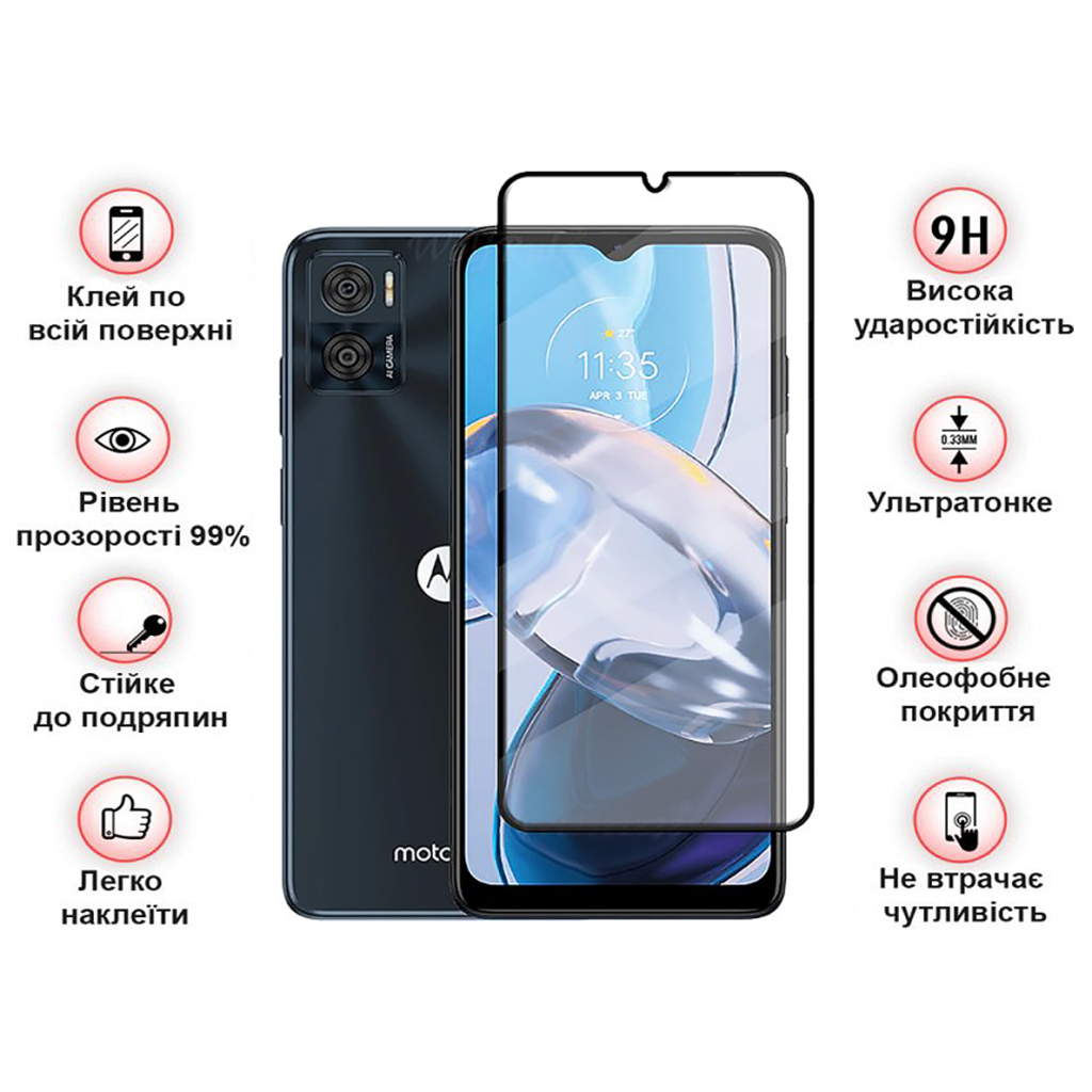 Скло захисне BeCover Motorola Moto E22/E22i Black (709731) - зображення 4