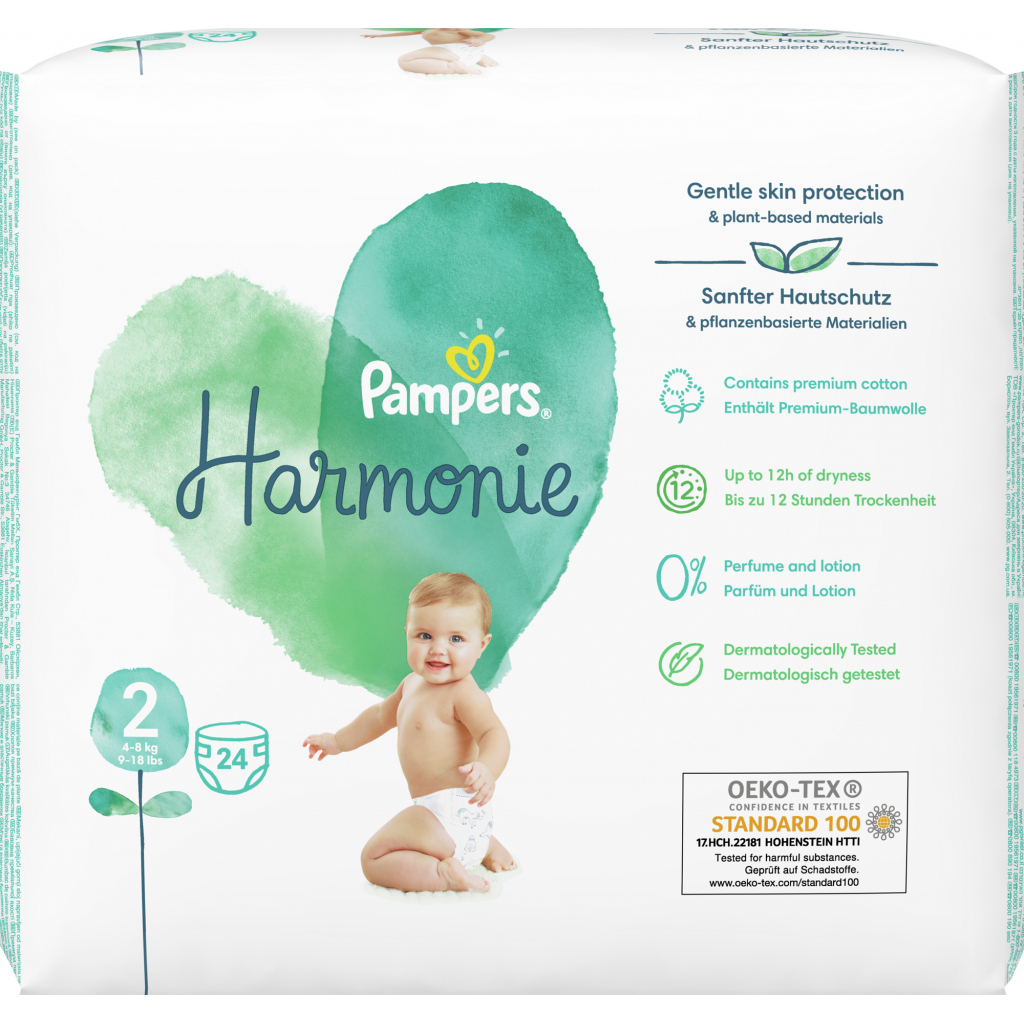 Підгузки Pampers Harmonie Mini Розмір 2 (4-8 кг) 24 шт (8006540156193) - зображення 2
