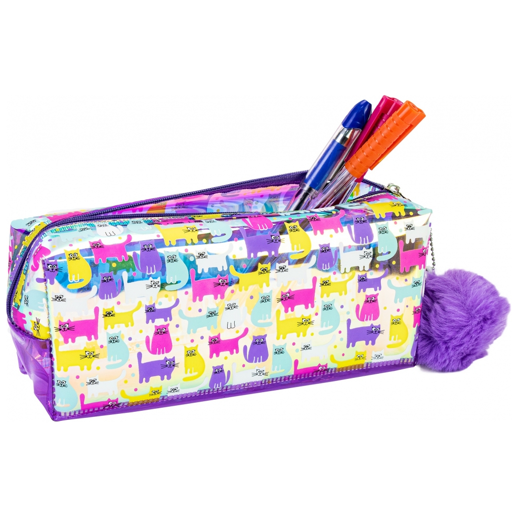 Пенал Cool For School голографічний з помпоном 1 відділення фіолетовий (CF87075) - зображення 2