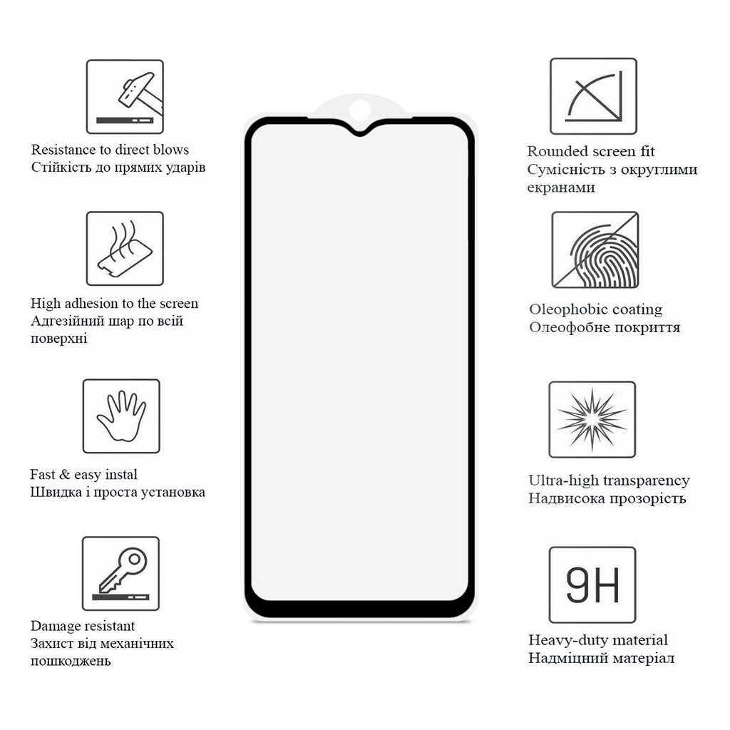 Скло захисне Drobak Xiaomi Redmi A1 / A1+ / Poco C50 Black Frame A+ (505089) - зображення 2