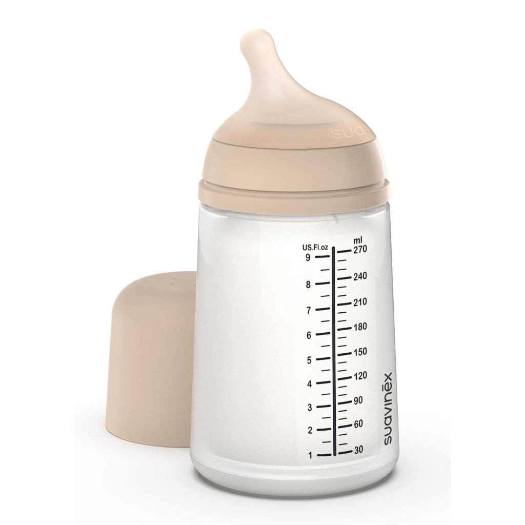 Пляшечка для годування Suavinex Zero. Zero Beige 270 мл, середній потік (308419) - зображення 1