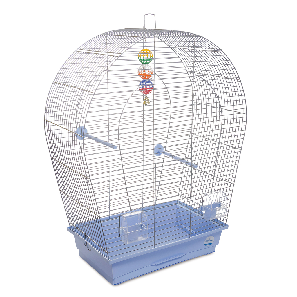 Клітка для птахів Природа "Арка" велика 44x75x27 см хром/світло-блакитна (4823082414956) - изображение 1