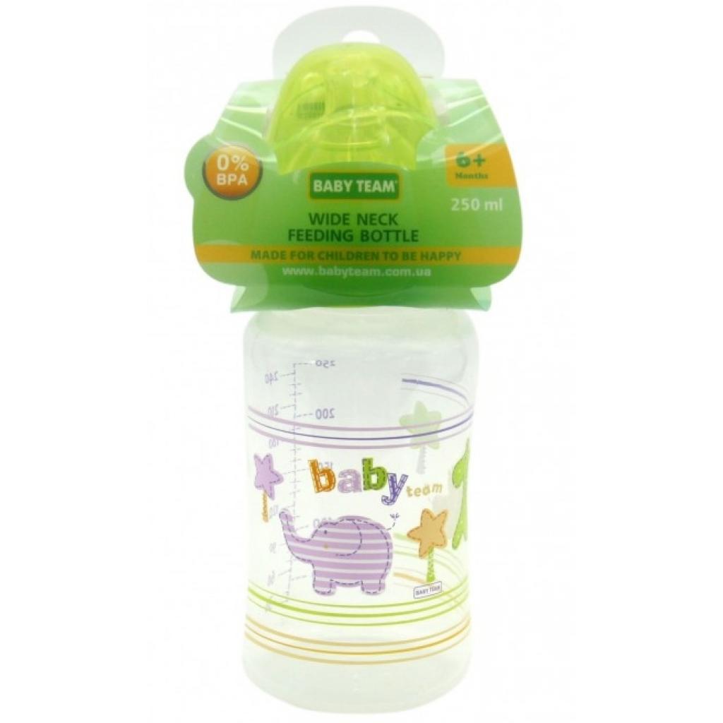Пляшечка для годування Baby Team з широким горлом 6+, 250 мл (1002_зеленый) - зображення 2