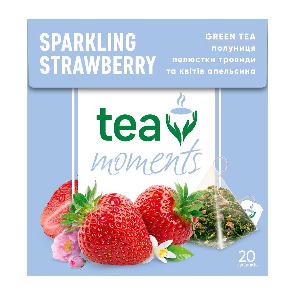 Чай Tea Moments Sparkling Strawberry зелений 20х1.8 г пірамідки (tm.02920) - зображення 1