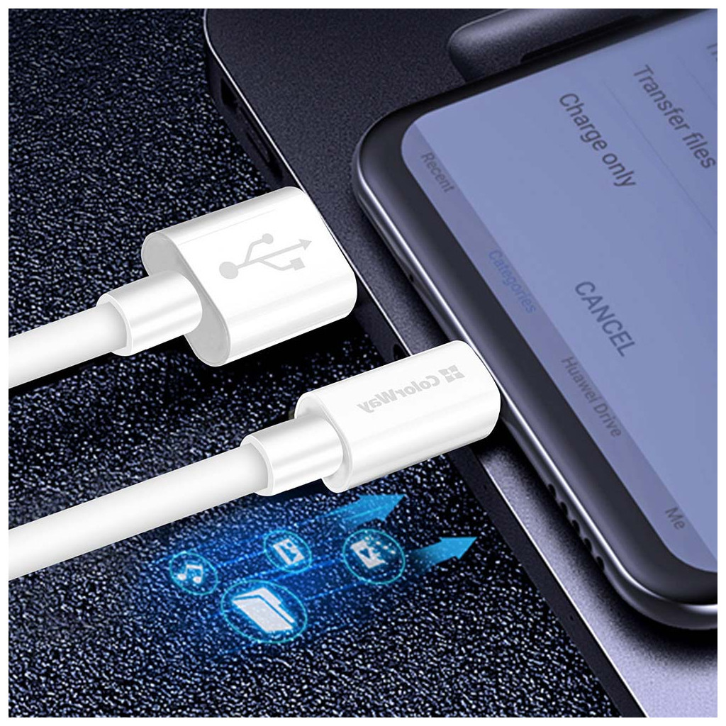 Дата кабель USB 2.0 AM to USB-C 1.0m 5A white ColorWay (CW-CBUC019-WH) - зображення 7