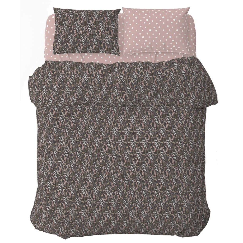 Постільна білизна Home Line Цвітіння трав/горох графіт/фрезовий, бязь, полуторний (176876) - изображение 1