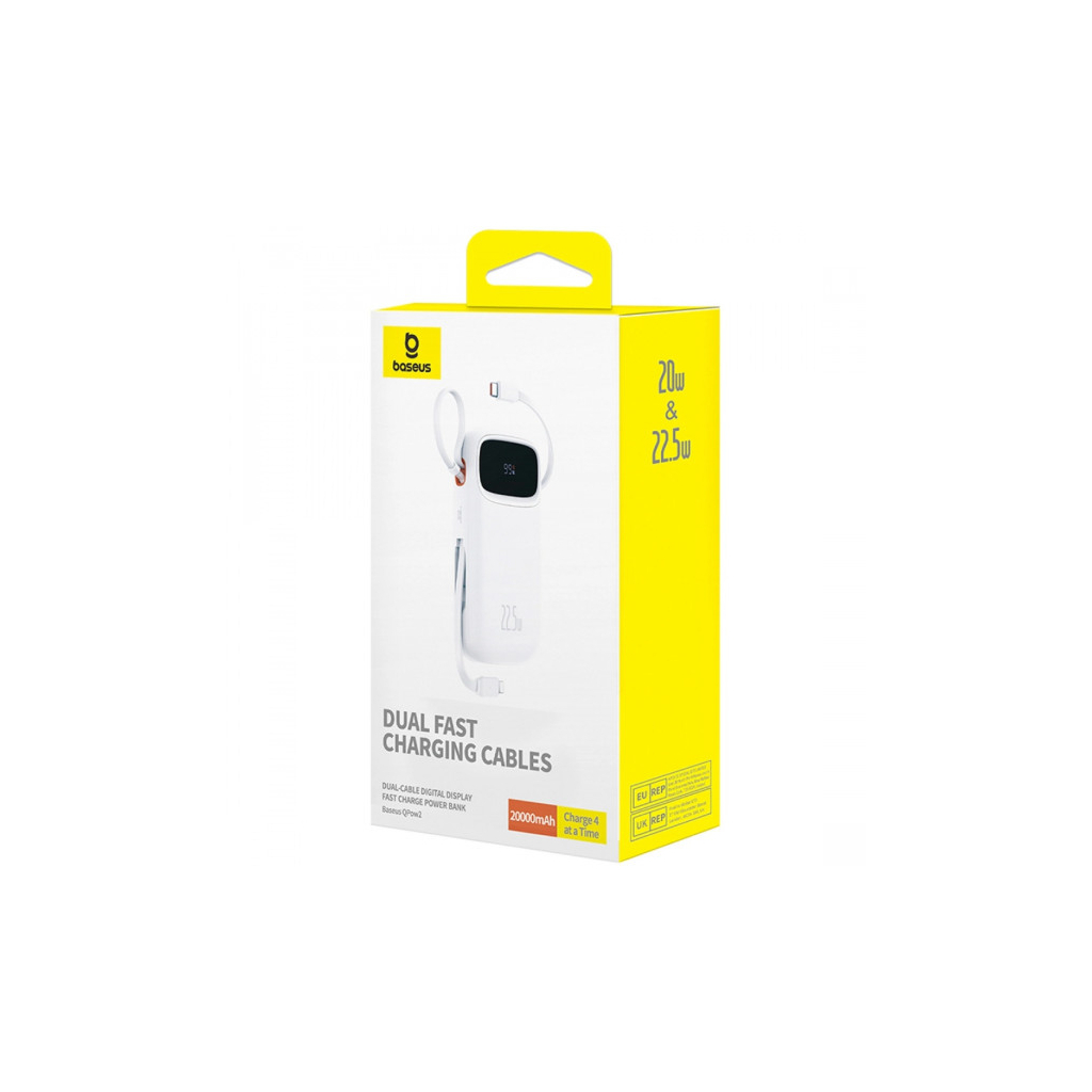 Батарея універсальна Baseus Qpow2 20000mAh 22.5W PD, QC/3.0, White (P10055002223-00) - picture 6