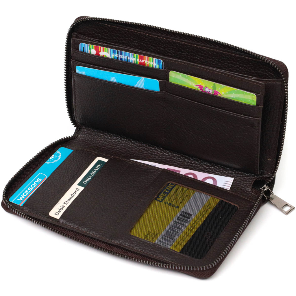 Гаманець Bond Accessories З одним відділенням з натуральної шкіри Коричнева (22028) - зображення 6