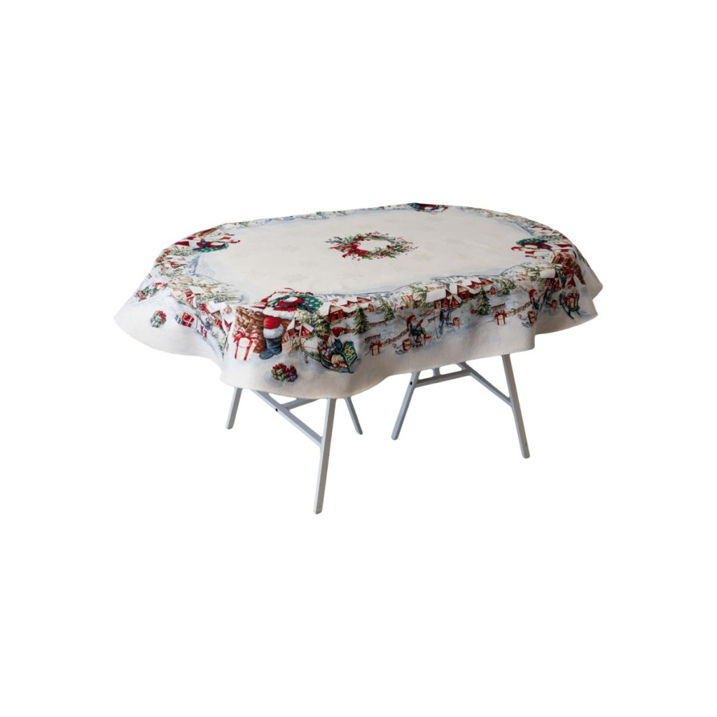 Скатертина Прованс гобеленова з велюром Снігова зима овал 135х240 см (037486) - зображення 6