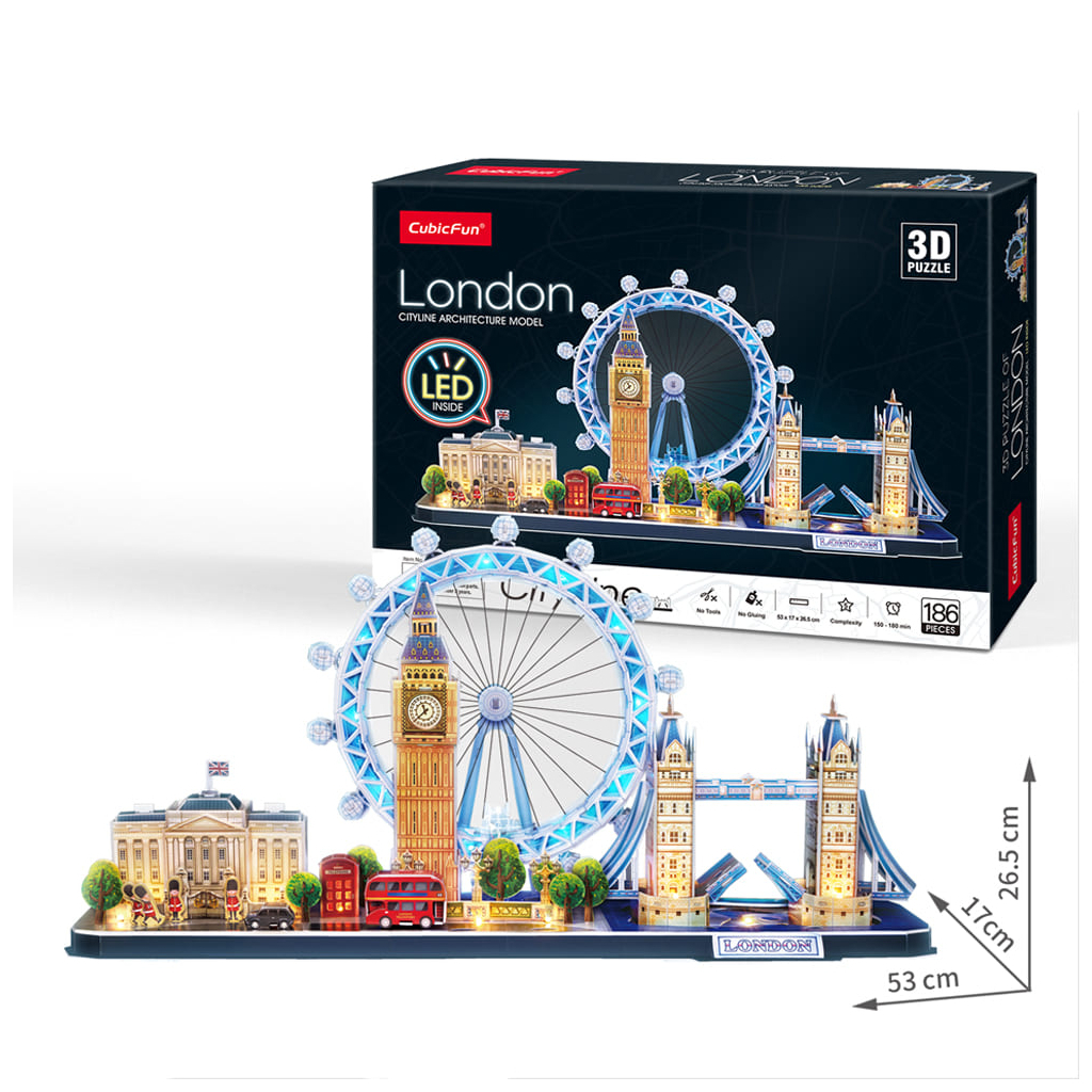 Пазл Cubic Fun Тривимірна головоломка-конструктор City Line Лондон з LED підсвіткою (L532h) - зображення 4