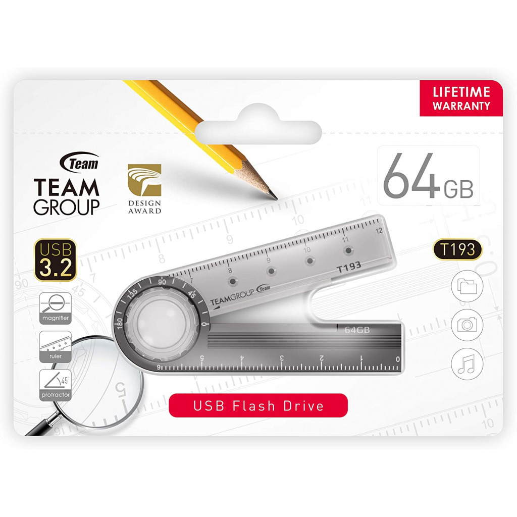 USB флеш накопичувач Team 64GB T193 Nickel Black USB 3.2 (TT19364GF01) - зображення 5