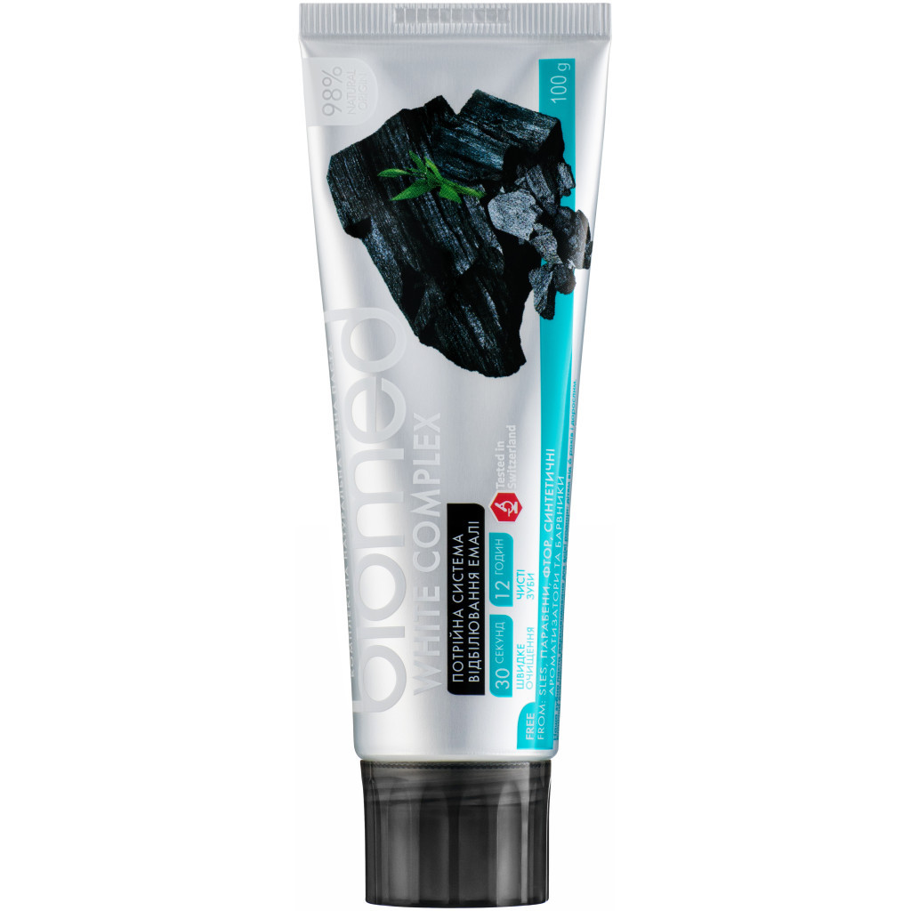 Зубна паста BioMed White Complex антибактеріальна відбілююча Вугілля 100 г (7640168930424) - зображення 2