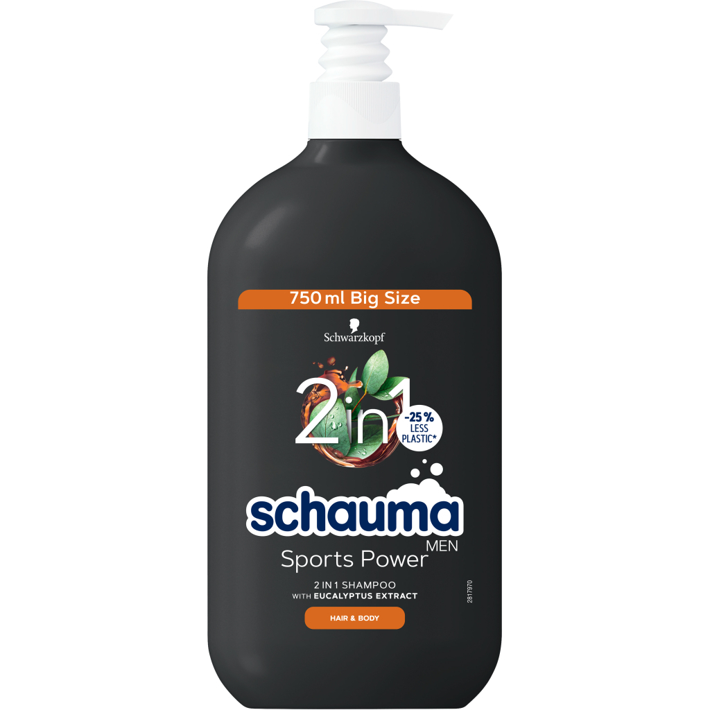 Шампунь Schauma Men Sports Power 2 в 1 з екстрактом евкаліпту для волосся та тіла 750 мл (9000101681307) - зображення 1