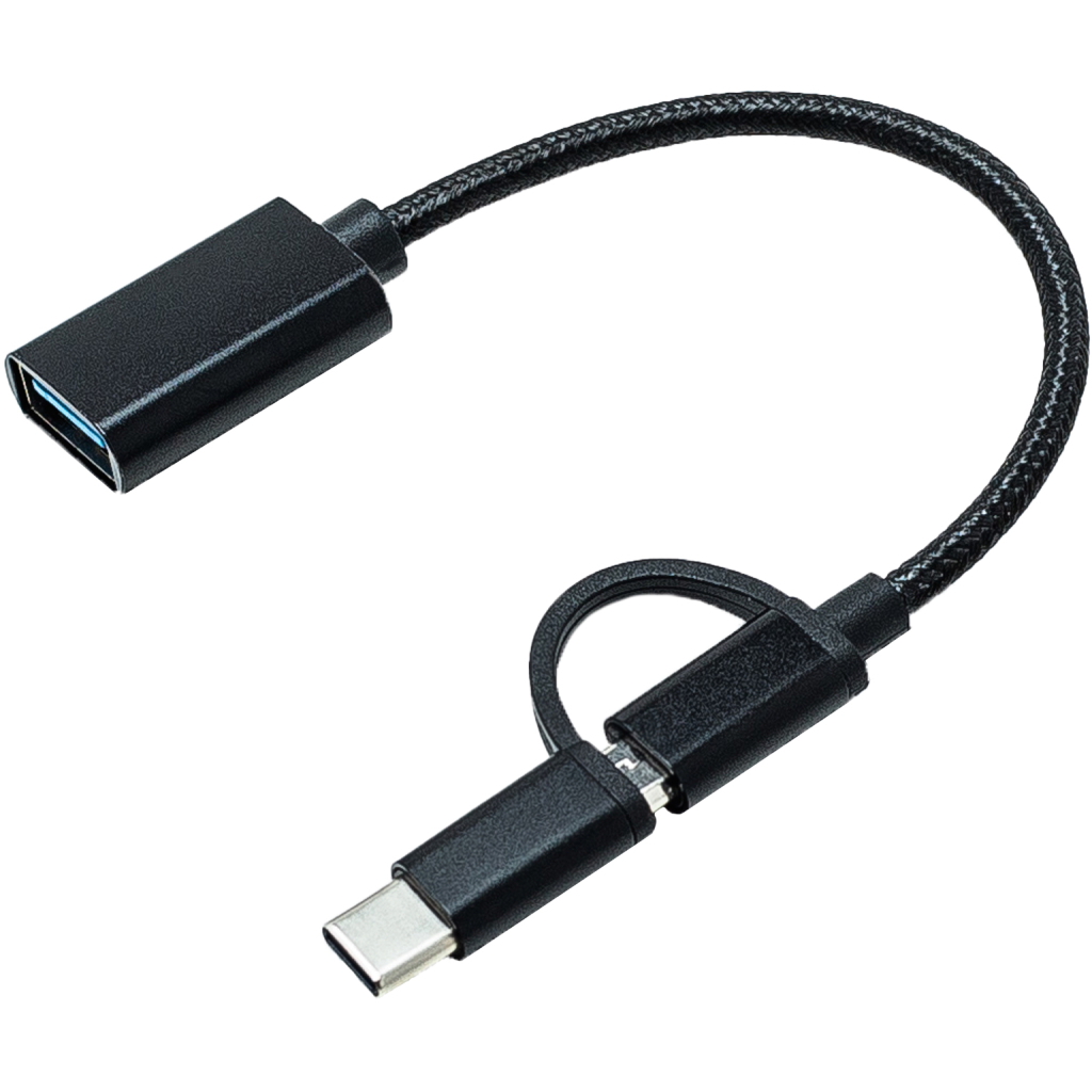 Перехідник OTG AC-150 2in1 USB 3.0 - MicroUSB USB Type-C Black XoKo (AC-150-BK) - изображение 1