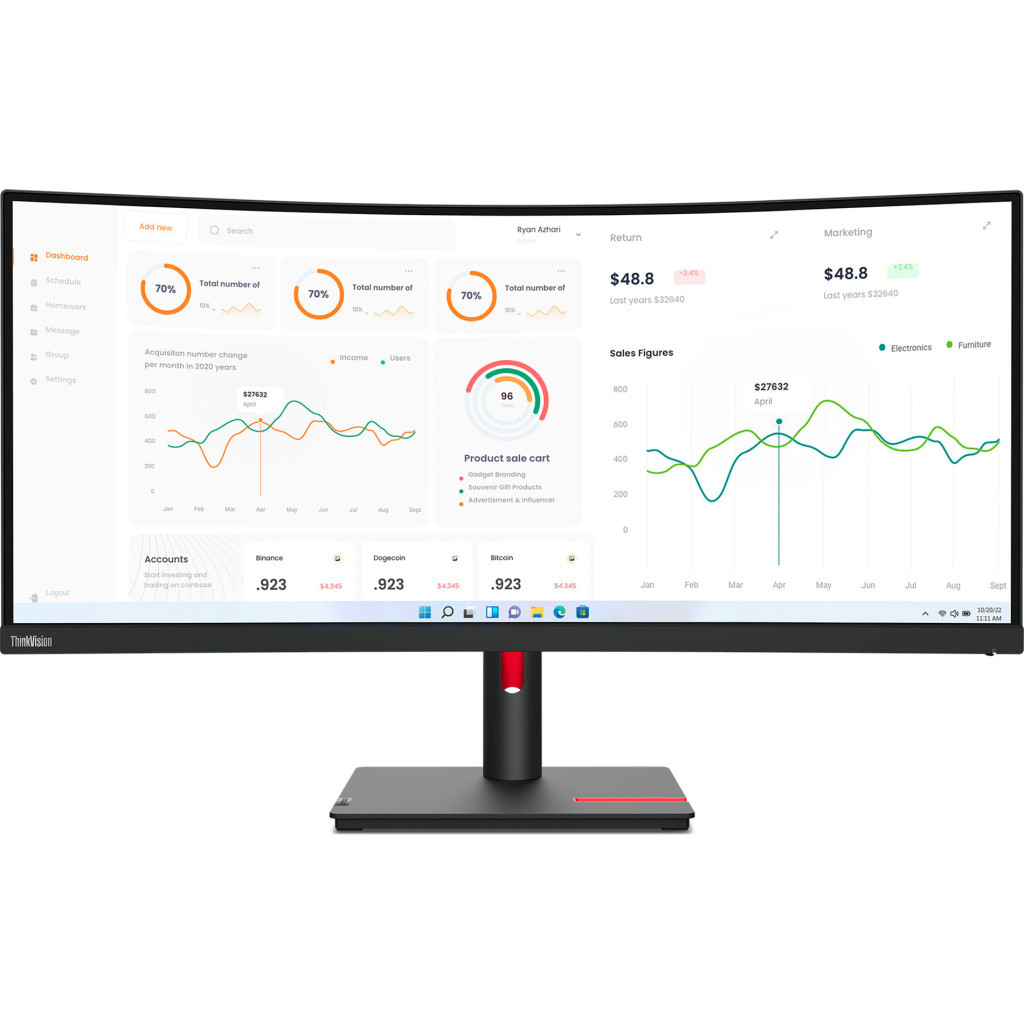 Монітор Lenovo T34w-30 with MC60 (63D4ZAT1UA) - зображення 1