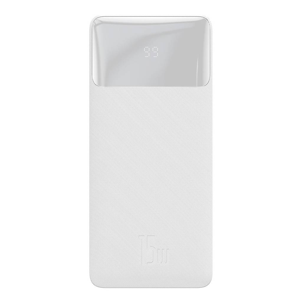 Батарея універсальна Baseus Bipow 20000mAh, 15W, USB-C/3A, 2*USB-A/3A(max.), +cable, white (PPBD050102) - изображение 2