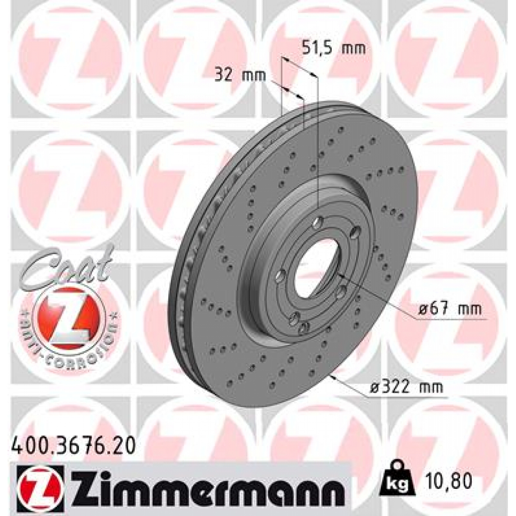 Гальмівний диск ZIMMERMANN 400.3676.20 - зображення 1