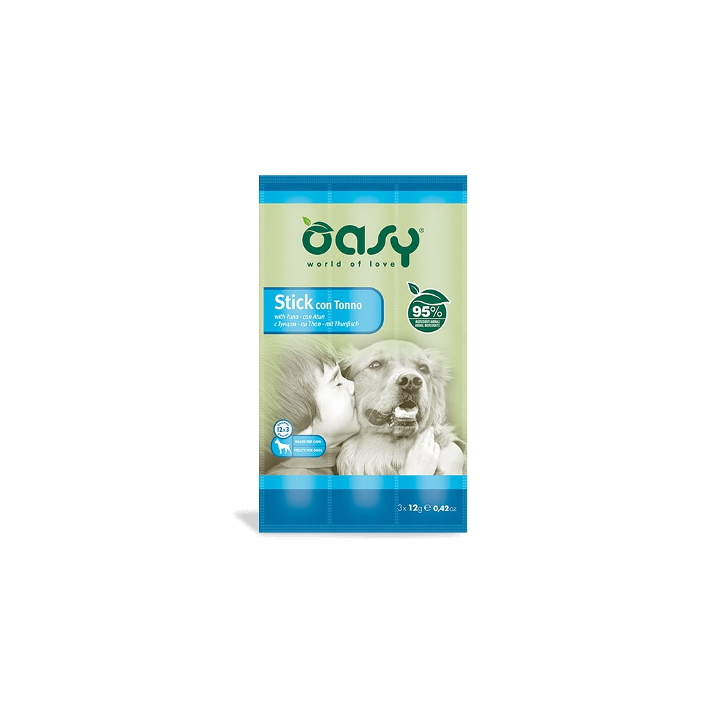 Ласощі для собак OASY Stick м'ясні палички з тунцем 36 г (8054329510285) - зображення 1