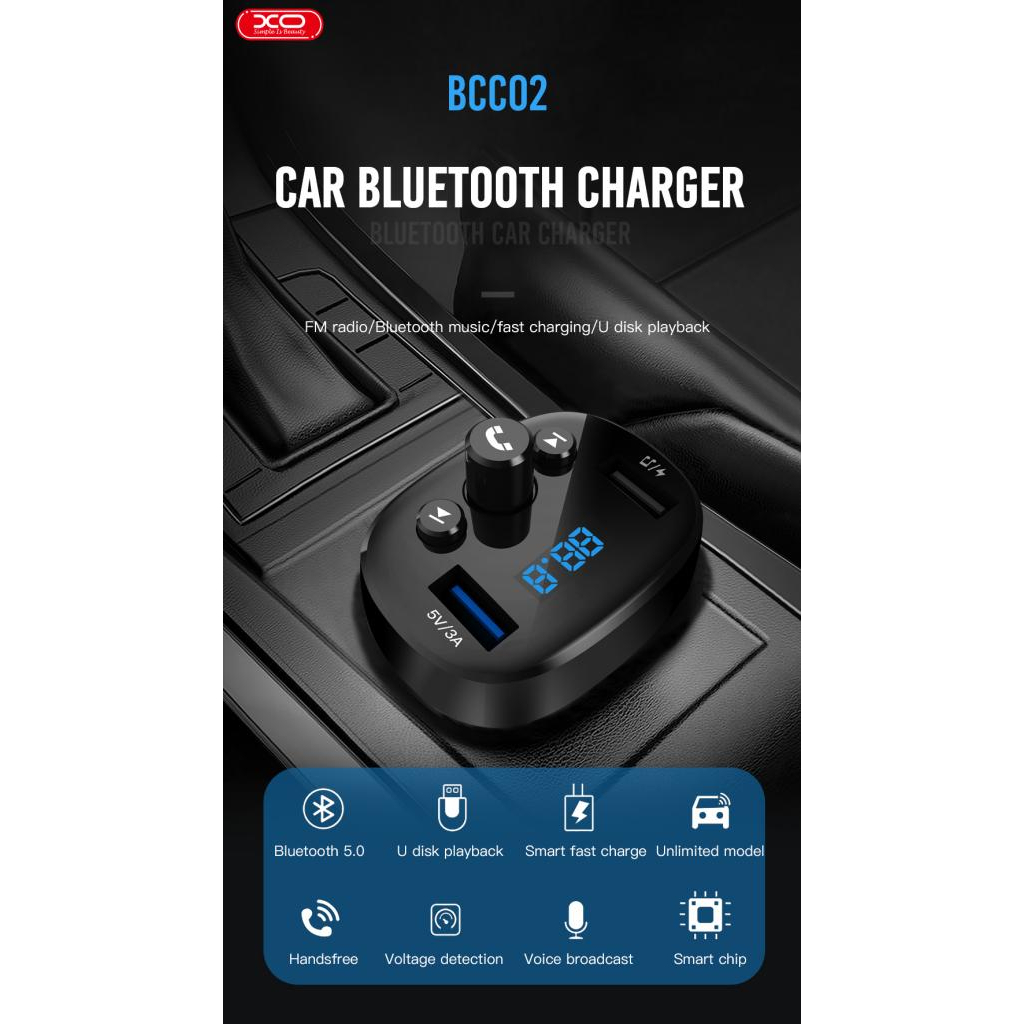 FM модулятор XO BCC-02 3.1A/2 USB Black (ВCC-02) - изображение 5