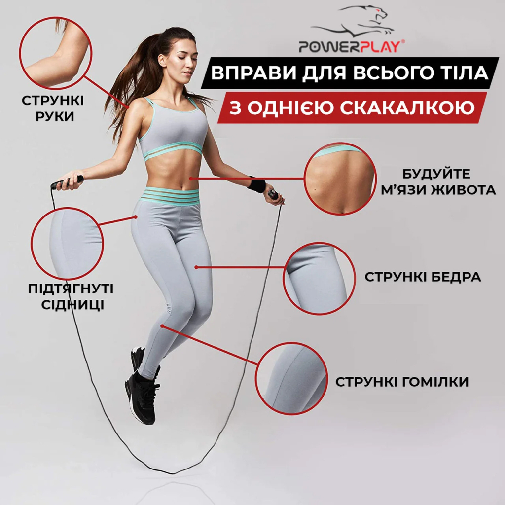 Скакалка PowerPlay 4208 швидкісна Чорна (PP_4208_Black) - зображення 4