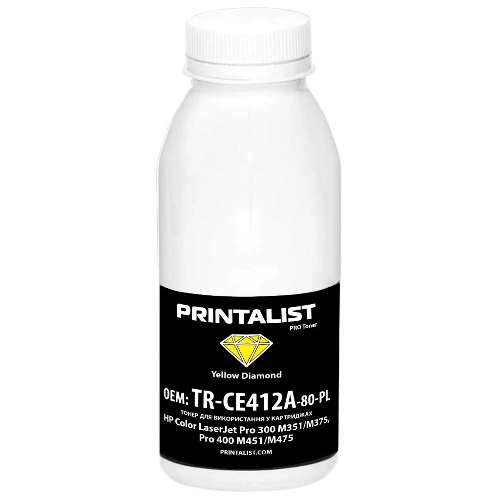 Тонер HP CLJ Pro 300 M351/M375, Pro 400 M451/M475, 80г Yellow Printalist (TR-CE412A-80-PL) - зображення 1