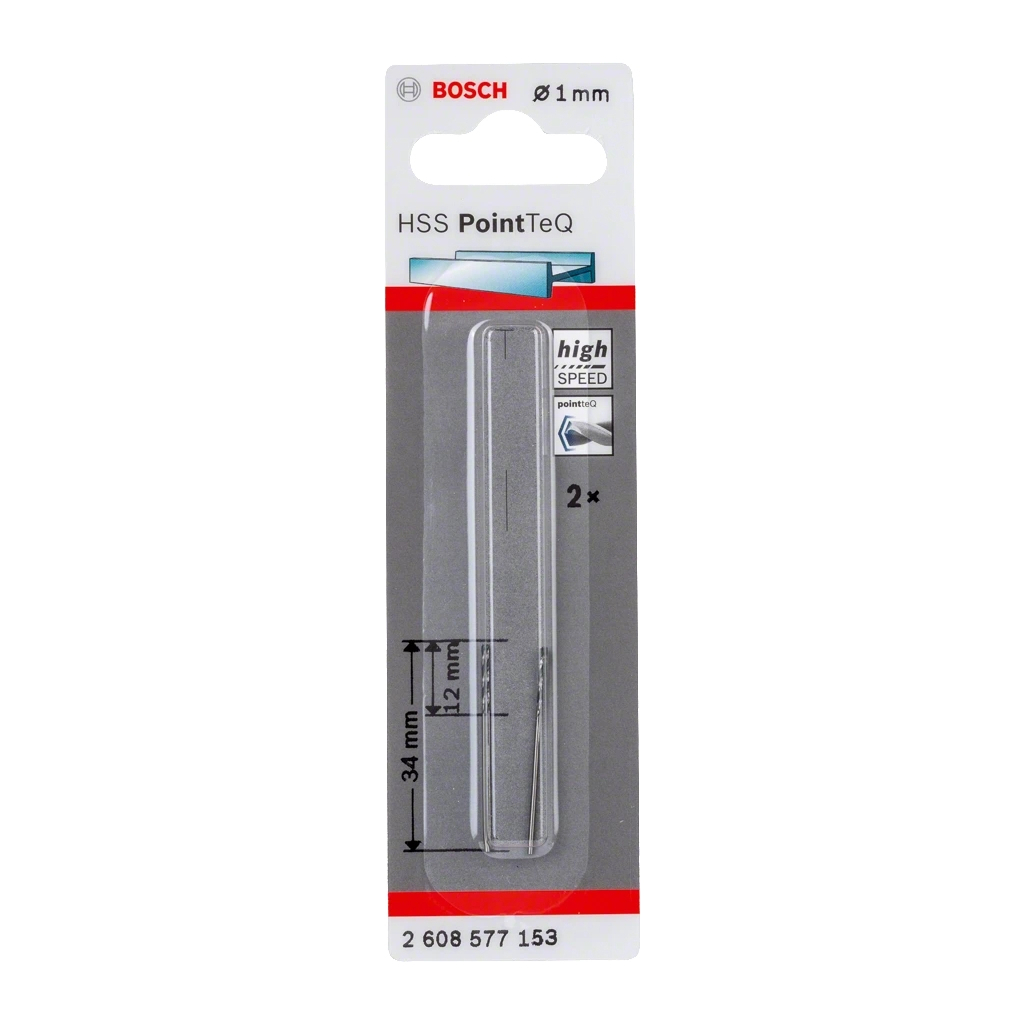 Свердло Bosch по металу HSS-PointTeQ, 1х12х34мм, 2шт (2.608.577.153) - изображение 2