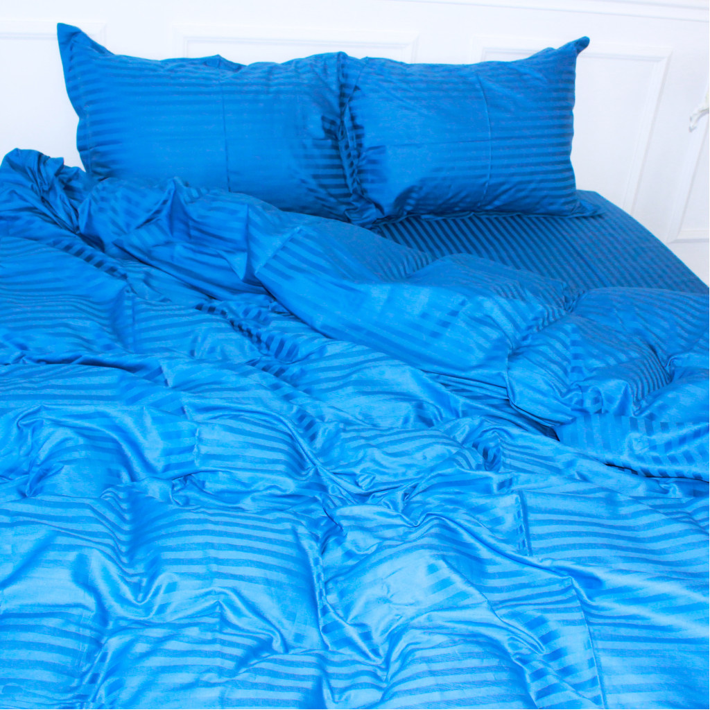 Постільна білизна MirSon Satin Stripe 30-0019 Blue 160х220 Сімейна (2200005254967) - изображение 3