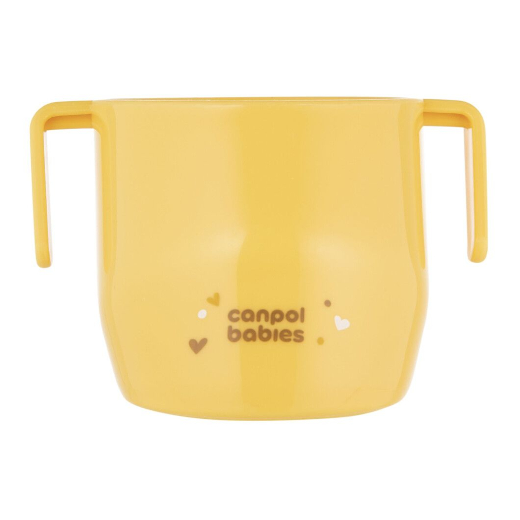 Набір дитячого посуду Canpol babies ергономічна кружка для навчання самостійного пиття, жовта (74/060_yel) - зображення 2