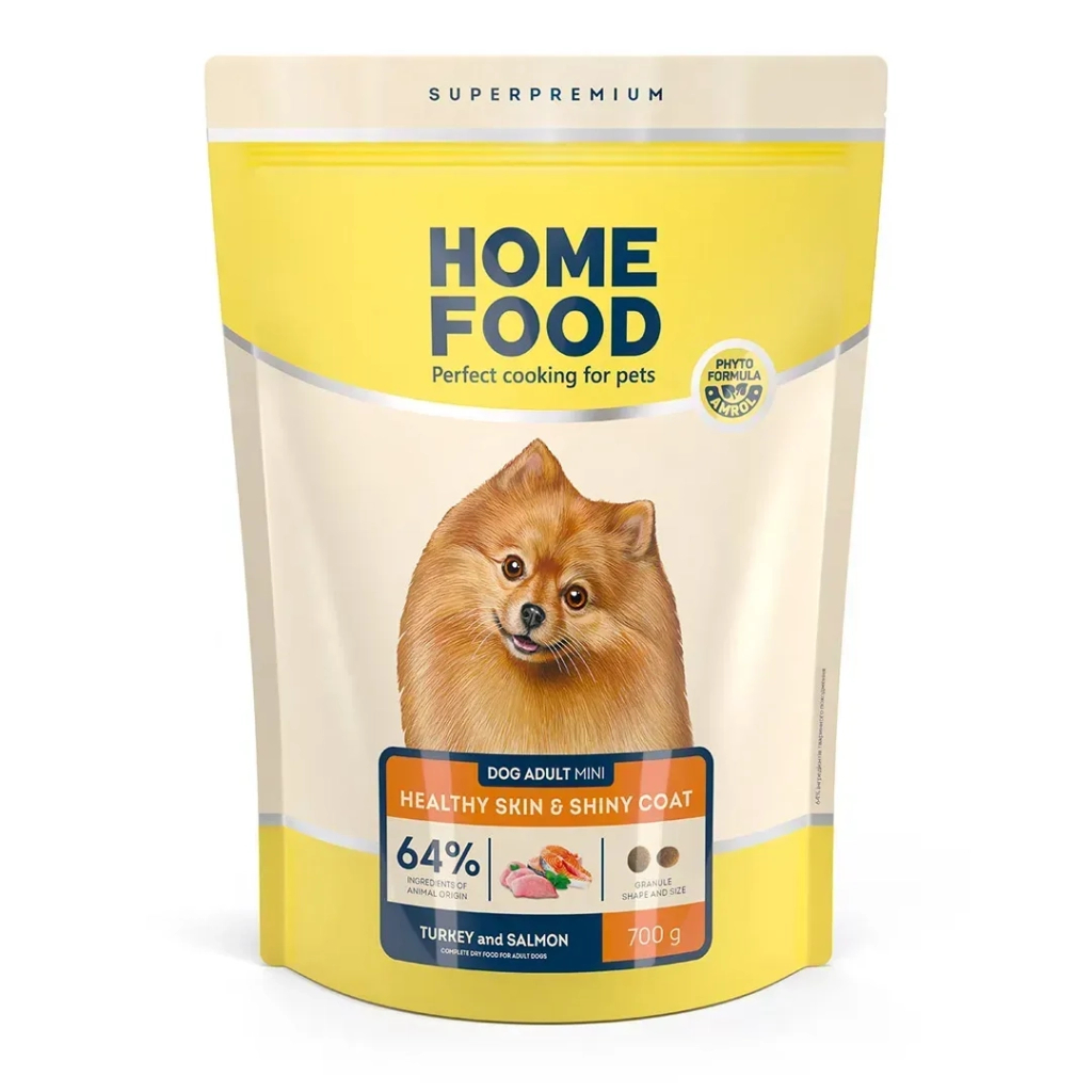 Сухий корм для собак Home Food ADULT MINI Healthy Skin And Shiny Coat з індичкою та лососем 700 г (4820235020354) - зображення 1