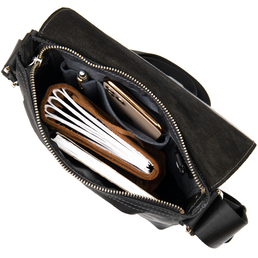 Сумка Grande Pelle Шкіряна чоловіча Чорна (11431) - зображення 6