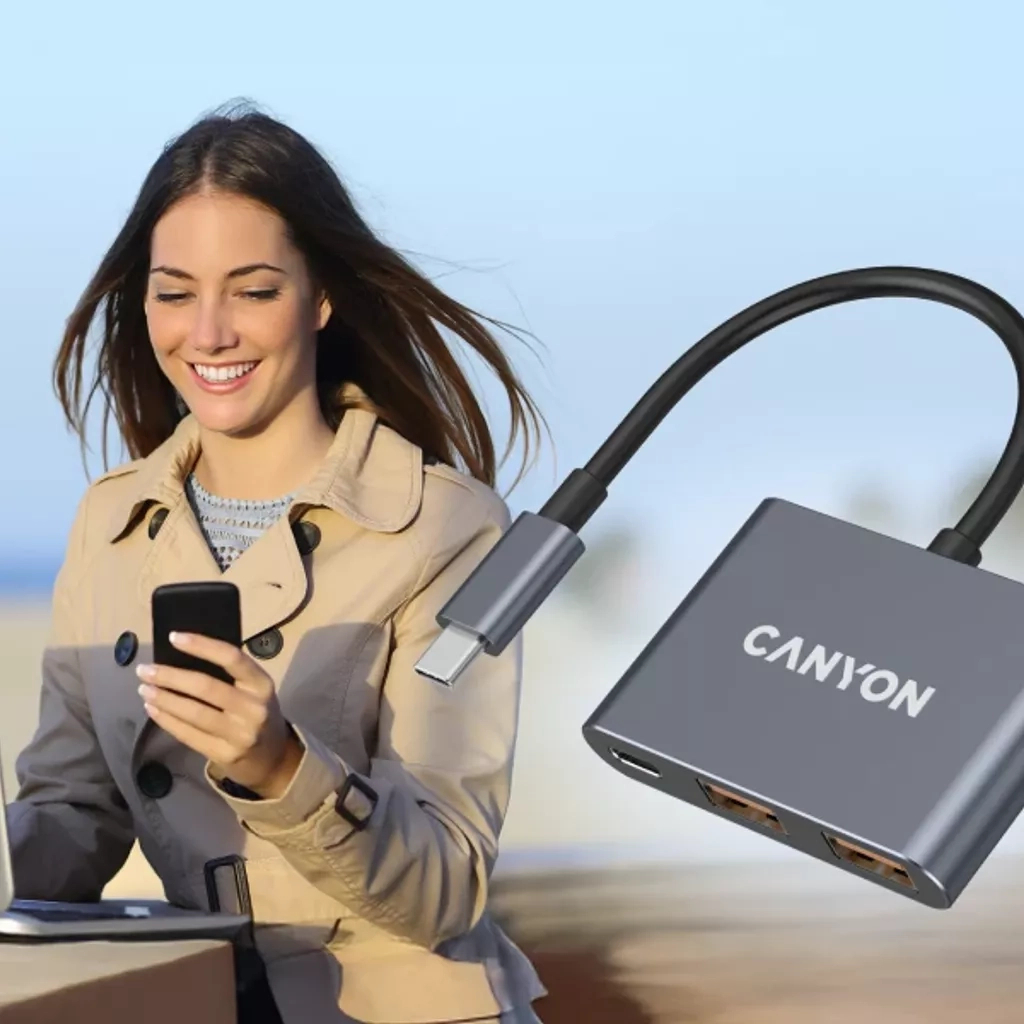 Концентратор Canyon hub DS-3 3in1 USB-C Dark Grey (CNS-TDS3) - изображение 9