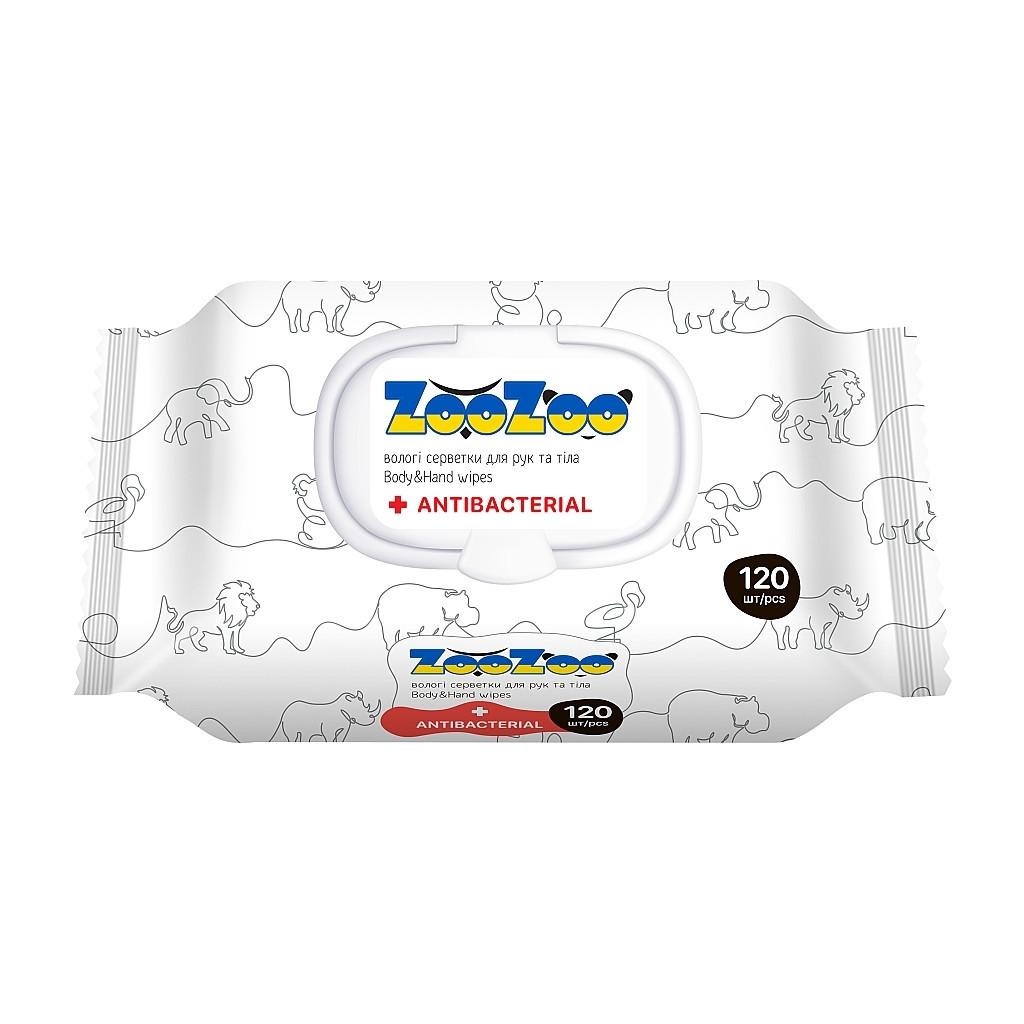 Вологі серветки ZooZoo Антибактеріальні 120 шт. (4820183972279) - изображение 1