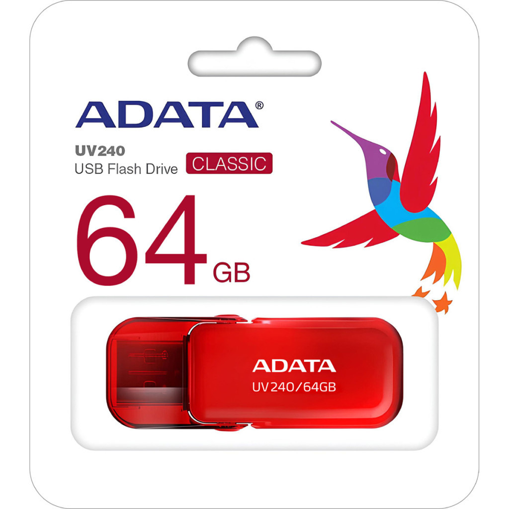 USB флеш накопичувач ADATA 64GB AUV 240 Red USB 2.0 (AUV240-64G-RRD) - зображення 3