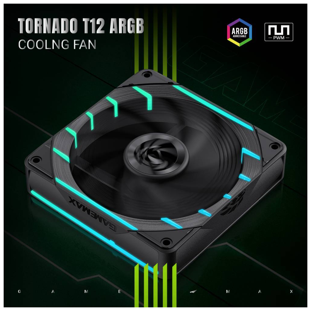 Кулер до корпусу Gamemax Tornado T12 ARGB - зображення 5