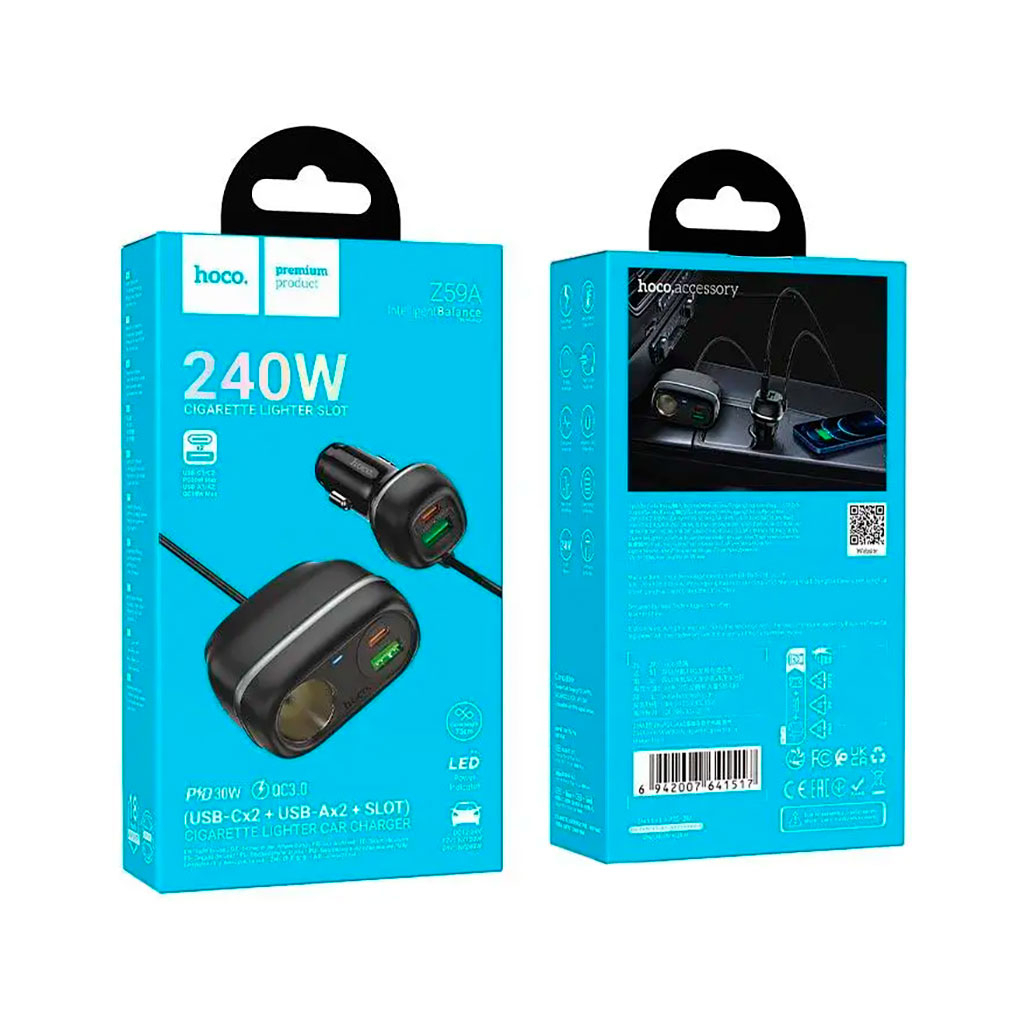 Зарядний пристрій HOCO HOCO Z59A Rank 96W 2xUSB + 2xUSB Black (6942007641517) - зображення 6