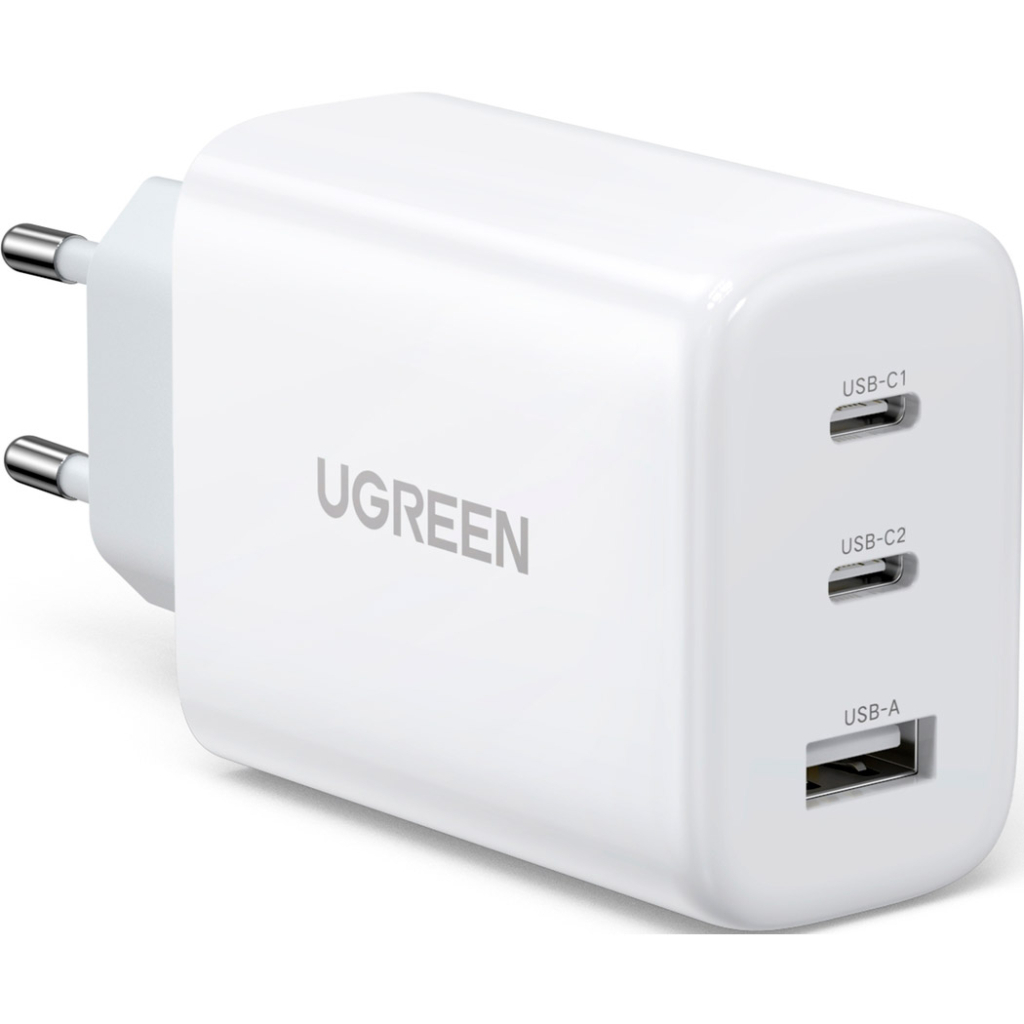 Зарядний пристрій Ugreen 3xUSB 65W (2xType-C+USB QC3.0) Fast Charger White CD275 (90496) - зображення 1