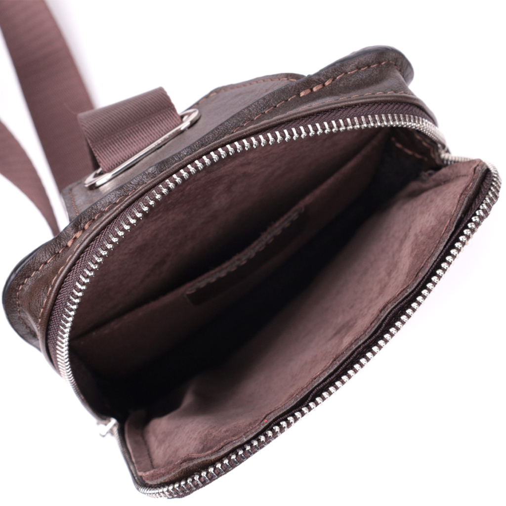 Сумка Grande Pelle Бананка з гладкої натуральної шкіри Коричнева (22880) - зображення 8