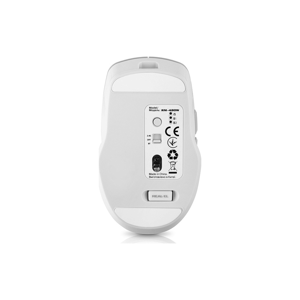 Мишка REAL-EL RM-480W Wireless/Bluetooth White (EL123200050) - зображення 6