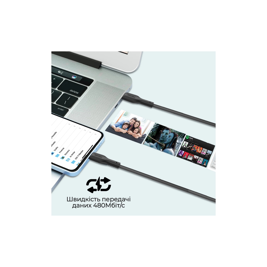 Дата кабель USB-C to Lightning 2.0m Promate (cablekit-ci) - зображення 5