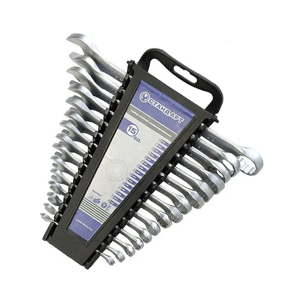 Ключ Стандарт комбінований 6-22 мм 15 шт. на холдері (NKK15ST) - зображення 1