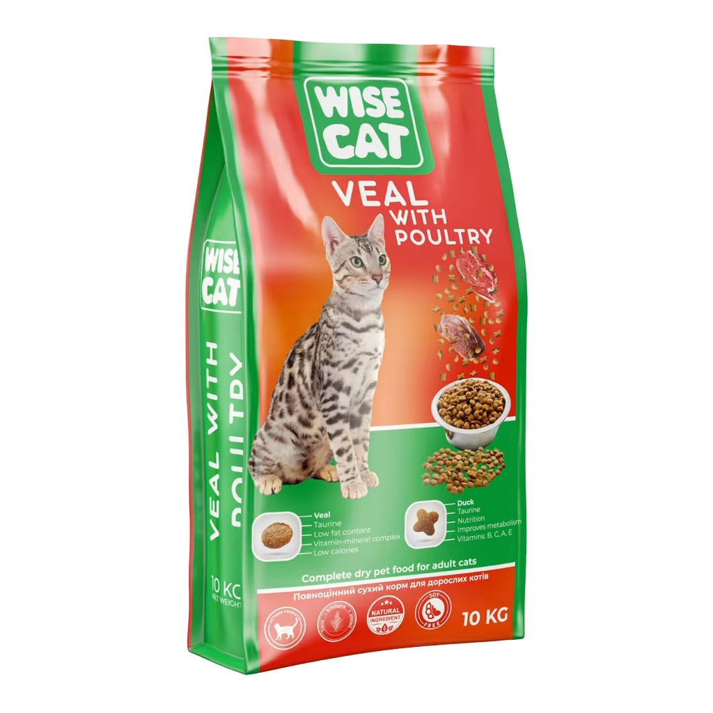 Сухий корм для кішок Wise Cat Veal with poultry 400 г (4820111141630) - зображення 1