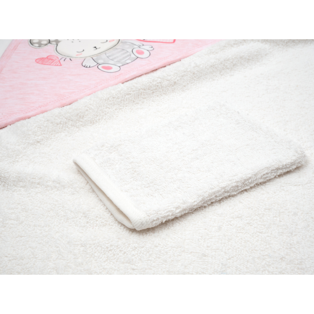 Рушник для купання Miniworld куточок з рукавичкою (15993-pink) - зображення 2