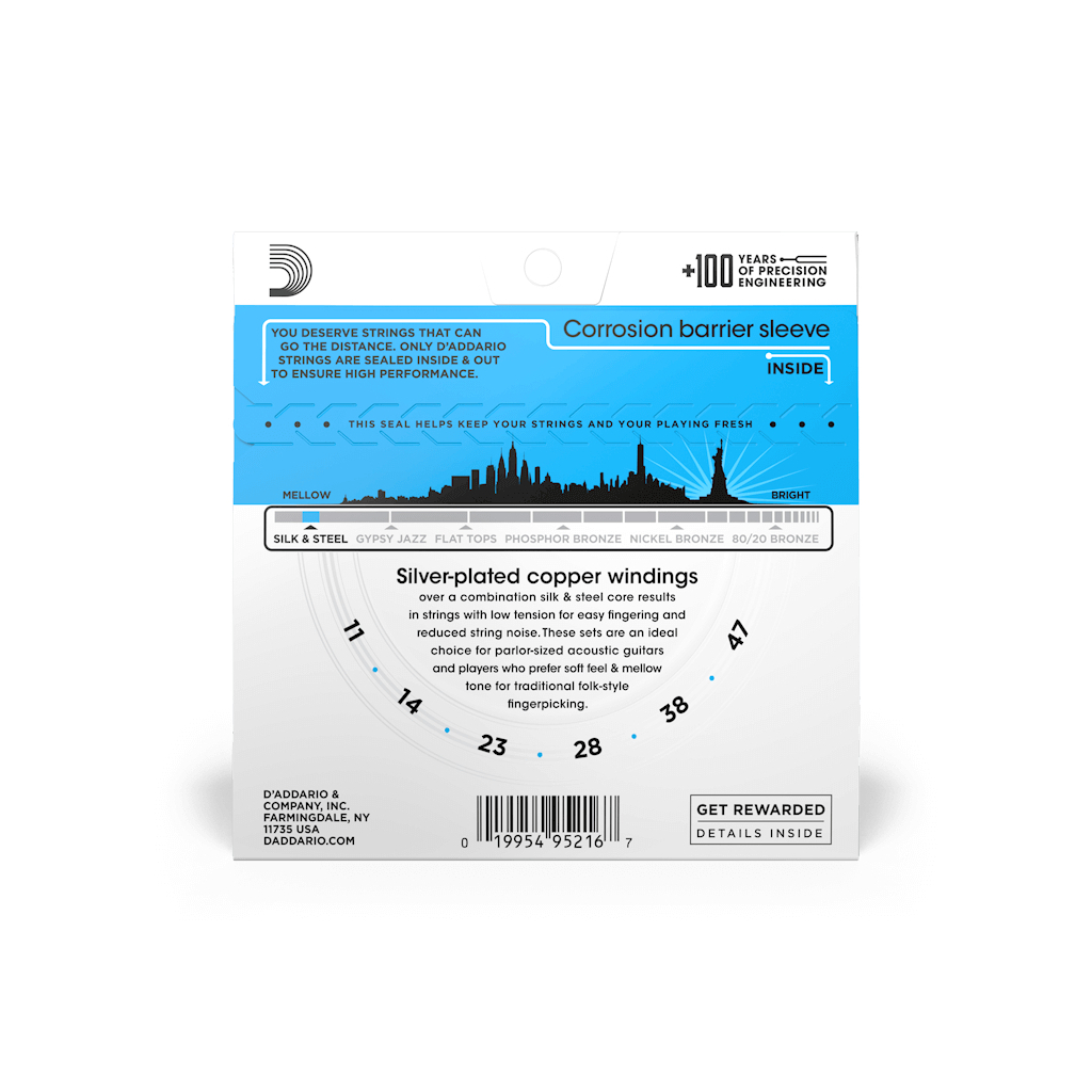 Струни для гітари D'Addario Silk & Steel Folk Regular Light (11-47) (EJ40) - зображення 3