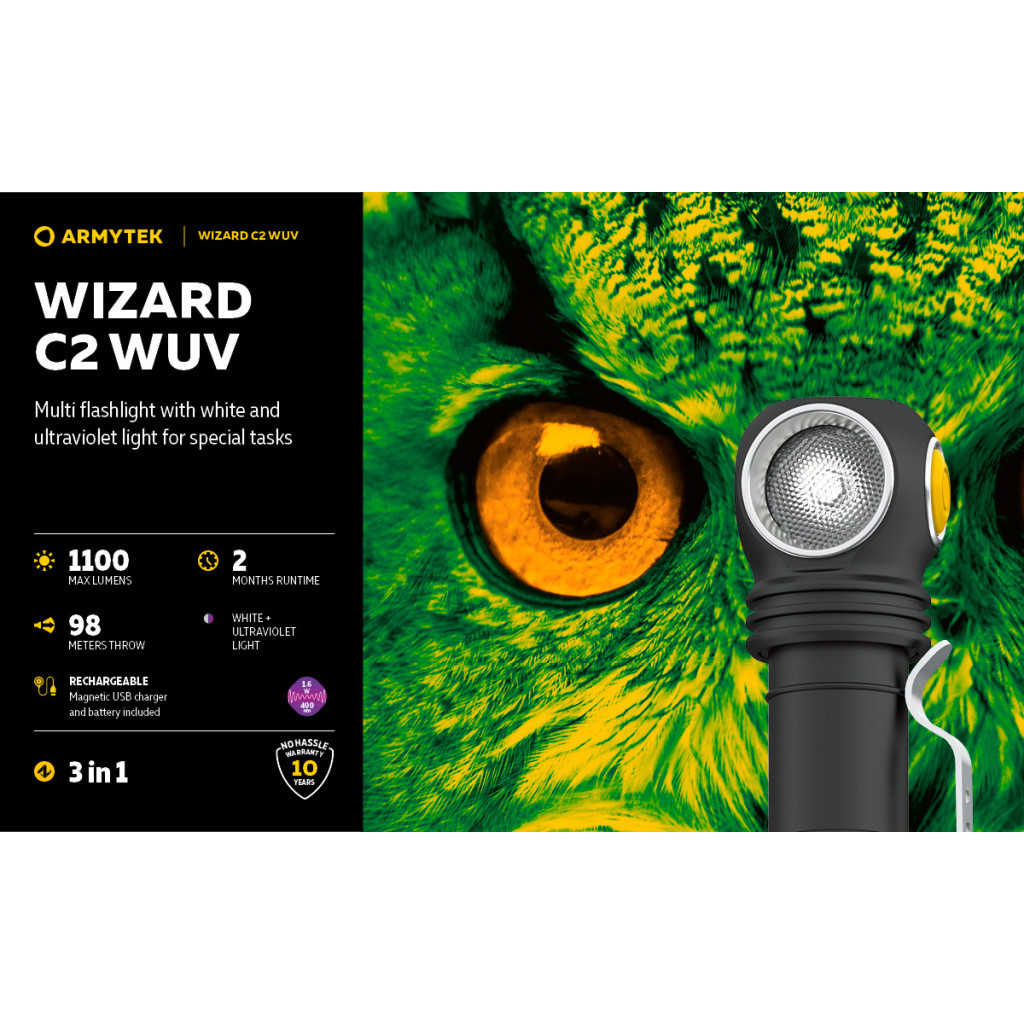 Ліхтар Armytek Wizard C2 WUV White & Ultraviolet (F08901UF) - зображення 8