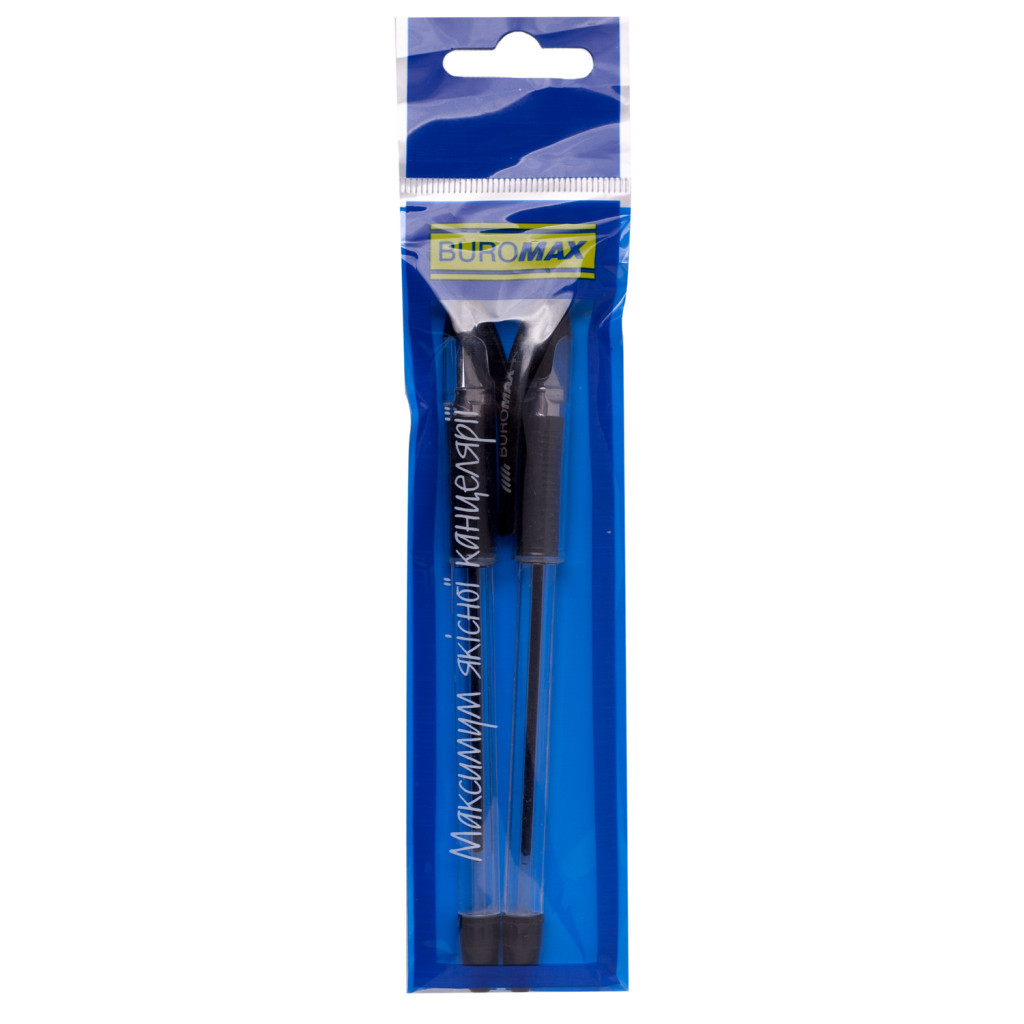 Ручка масляна Buromax MaxOFFICE 2 шт., в блістері, чорна (BM.8352-02-2) - зображення 1