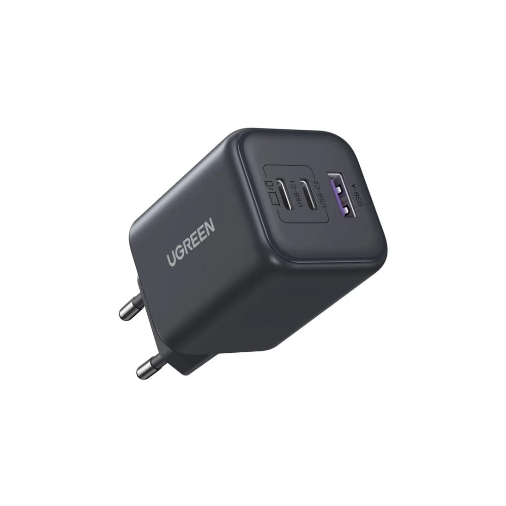 Зарядний пристрій Ugreen 2xUSB-C PD45W + 1xUSB QC3.0 GaN X527 gray (65156B) - зображення 4