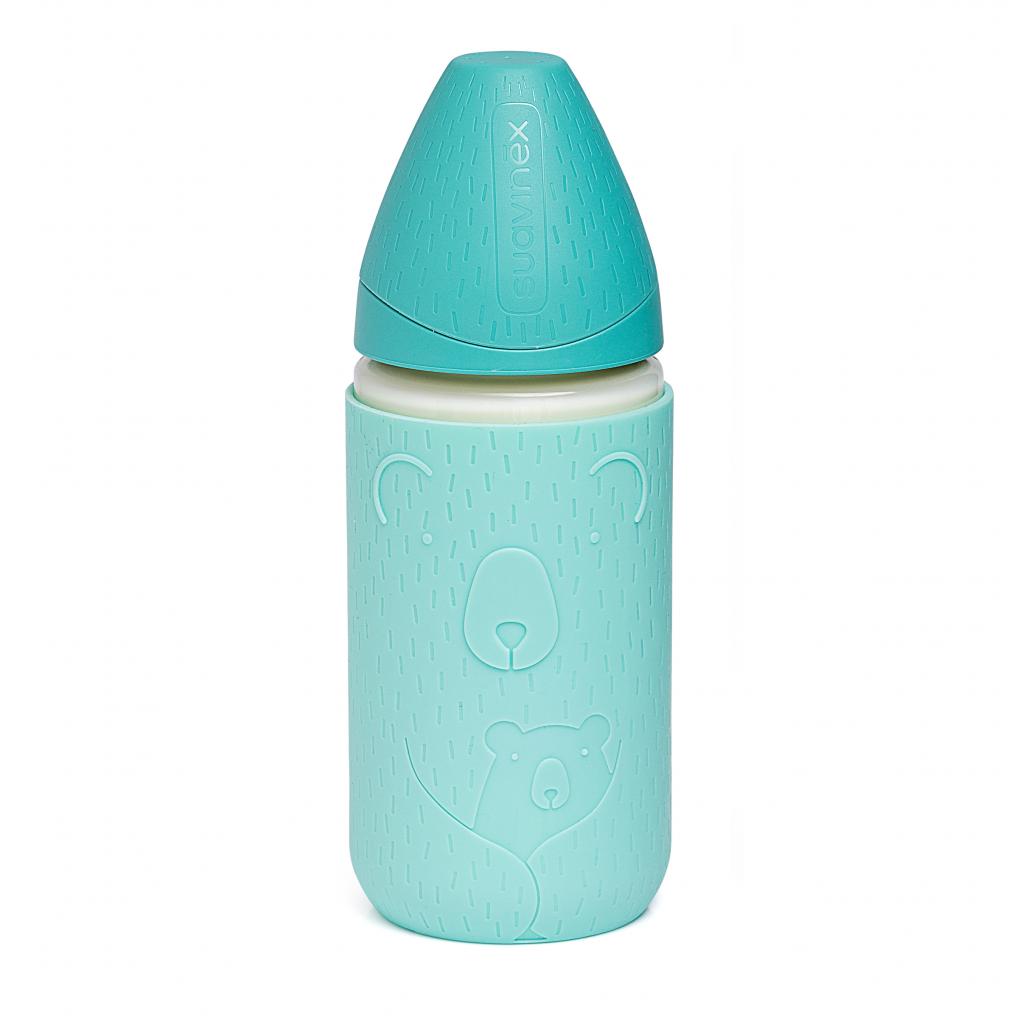 Пляшечка для годування Suavinex Сенс життя скляна, 240 м бірюзова з футляром (303004) - зображення 2